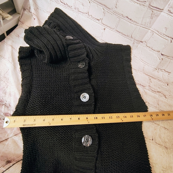 Free People Olivia Black Chunky Knit Ribbed Turtle Neck Sleeveless Sweater Large - Picture 10 of 11